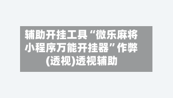 辅助开挂工具“微乐麻将小程序万能开挂器”作弊(透视)透视辅助-第2张图片