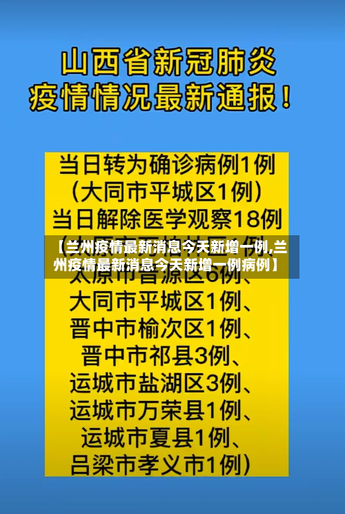 【兰州疫情最新消息今天新增一例,兰州疫情最新消息今天新增一例病例】
