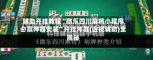 辅助开挂教程“微乐四川麻将小程序必赢神器安装”开挂神器{透视辅助}全揭秘-第3张图片